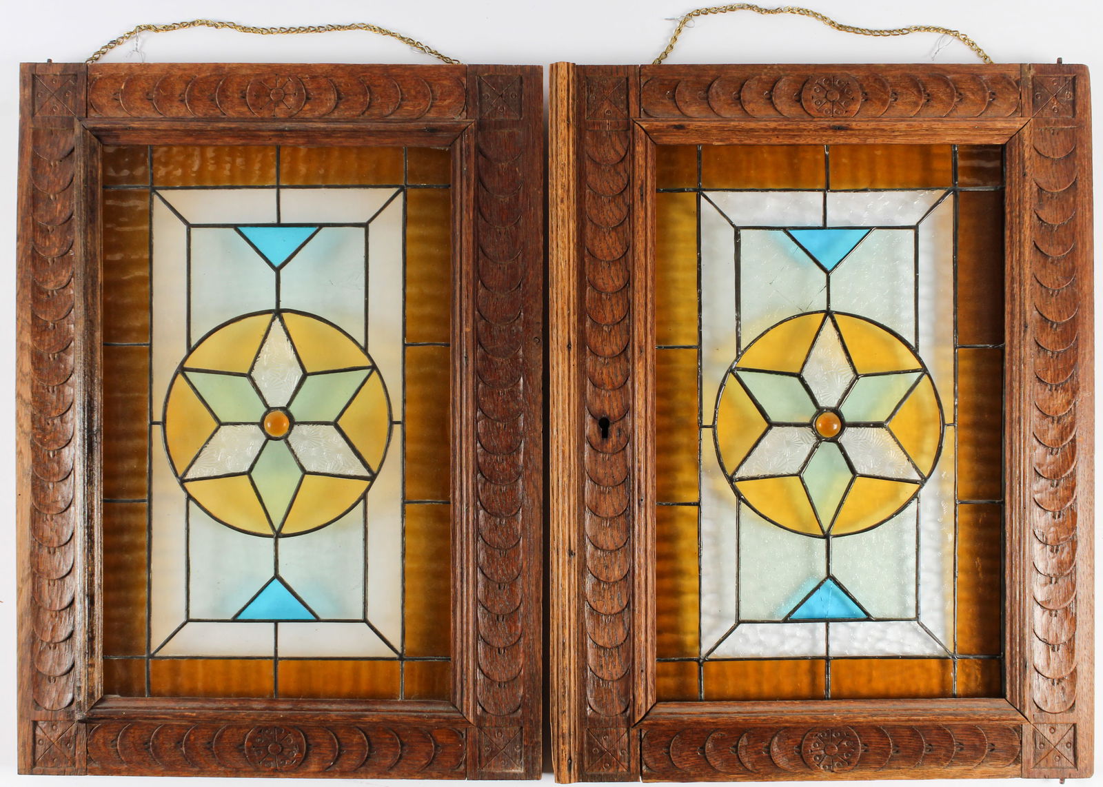 Two Framed Stained Glass Window Panels (1 of 6)
