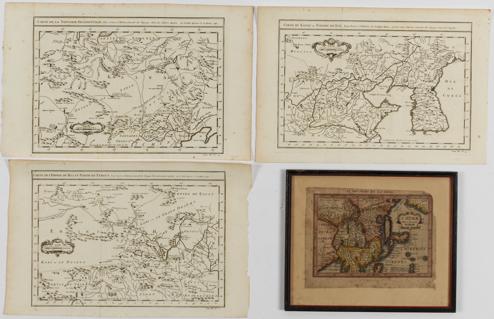 Four Antique Maps, China & Asia, Gerard Mercator, Jacques Bellin (1 of 6)