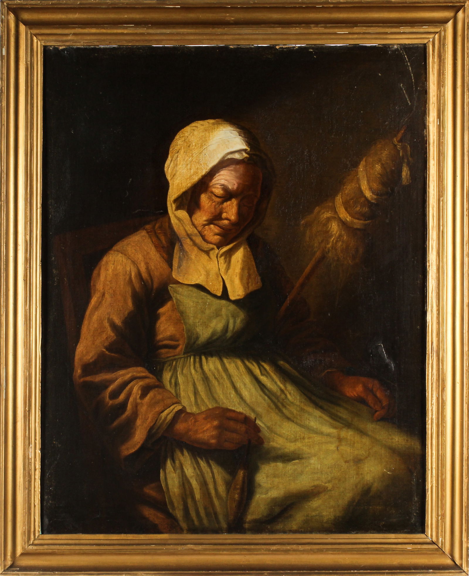 After Gaspard Gresley, The Sleeping Spinner, Oil on Canvas Painting (1 of 8)