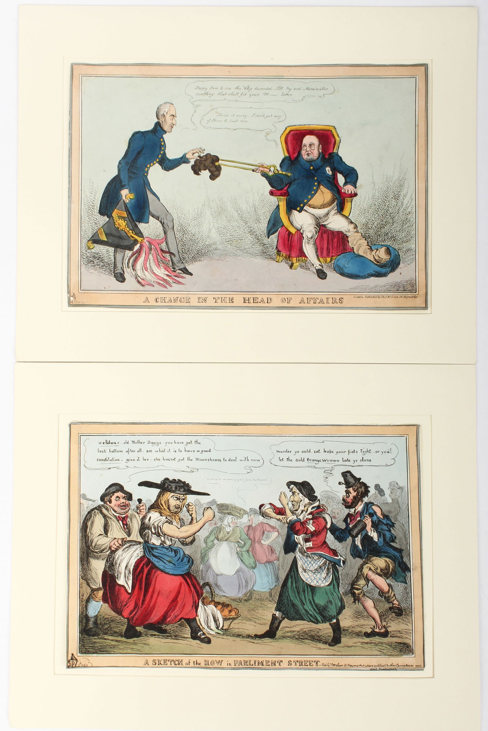 William Heath, Two Hand Colored English Caricatures, Regency Period (1 of 7)