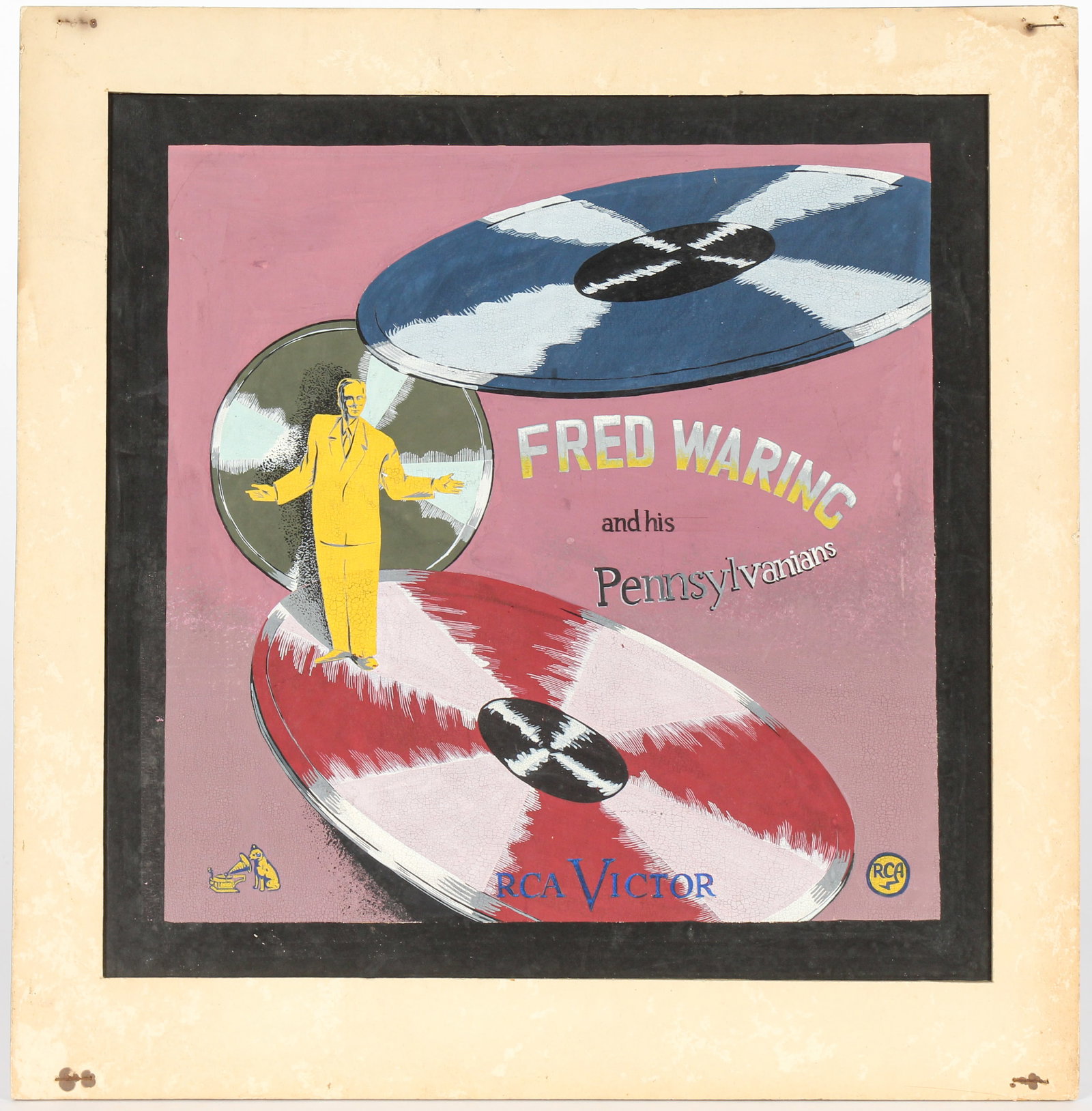 RCA Victor Gouache Album Cover Concept Art, Fred Waring and his Pennsylvanians: Description: An original gouache concept illustration for an RCA Victor album cover. Type: Concept art Materials:Gouache on paperboard Markings & Inscriptions: Date: Early to mid 20th century Maker: U