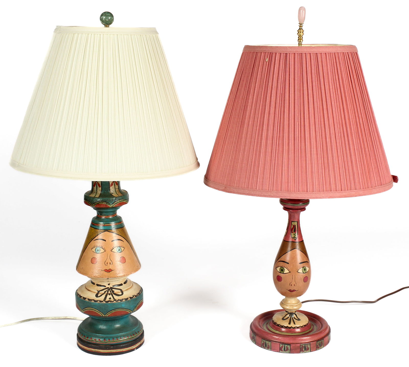 Frances Poole, Two American Folk Art Poole People Table Lamps (1 of 5)