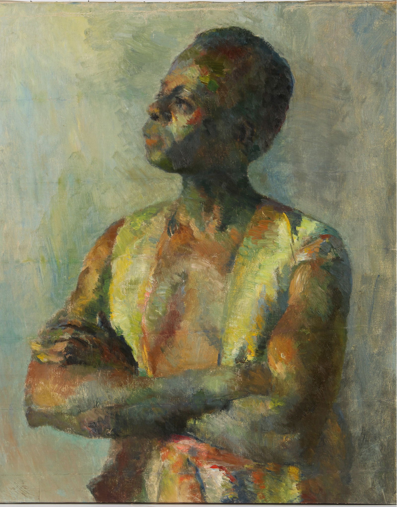 Nancy Sussman Ranson (American, 1905-1993) Oil on Canvas Portrait Study Painting, African American (1 of 3)
