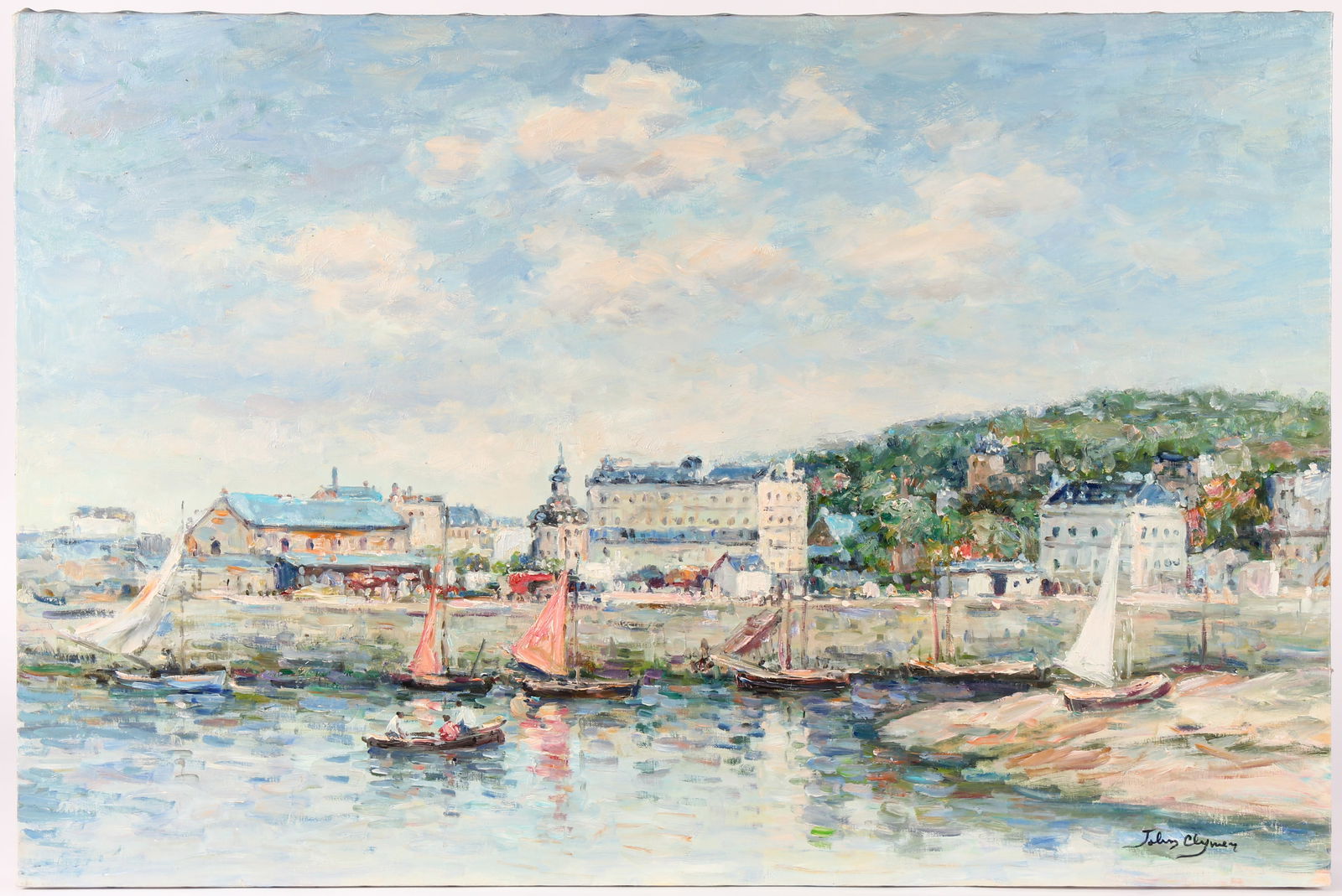 John Clymer (British, B. 1932) Mediterranean Harbor Scene, Impressionist Style Oil / Canvas Painting (1 of 3)