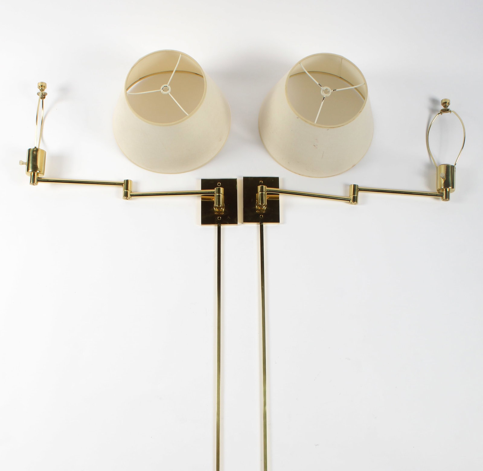 Two Hansen Lamps Metalarte Modernist Brass Swing Arm Sconces (1 of 5)