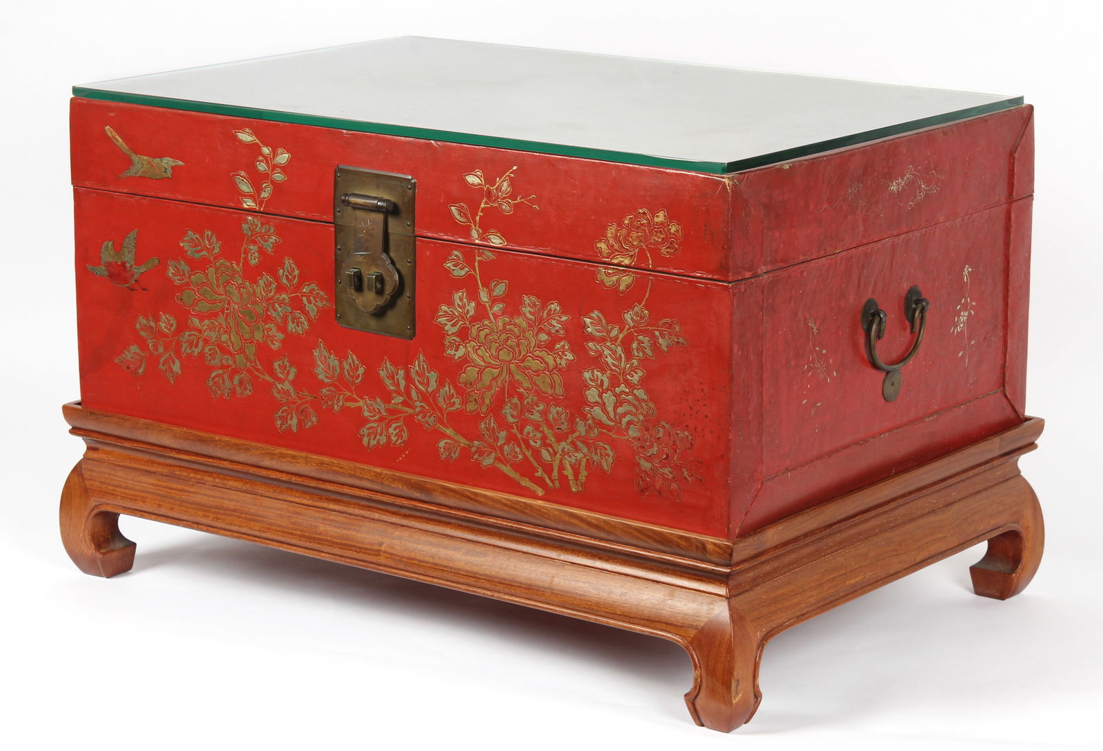 Chinese Red Lacquer & Gilt Decorated Trunk on Stand, Parish-Hadley (1 of 5)