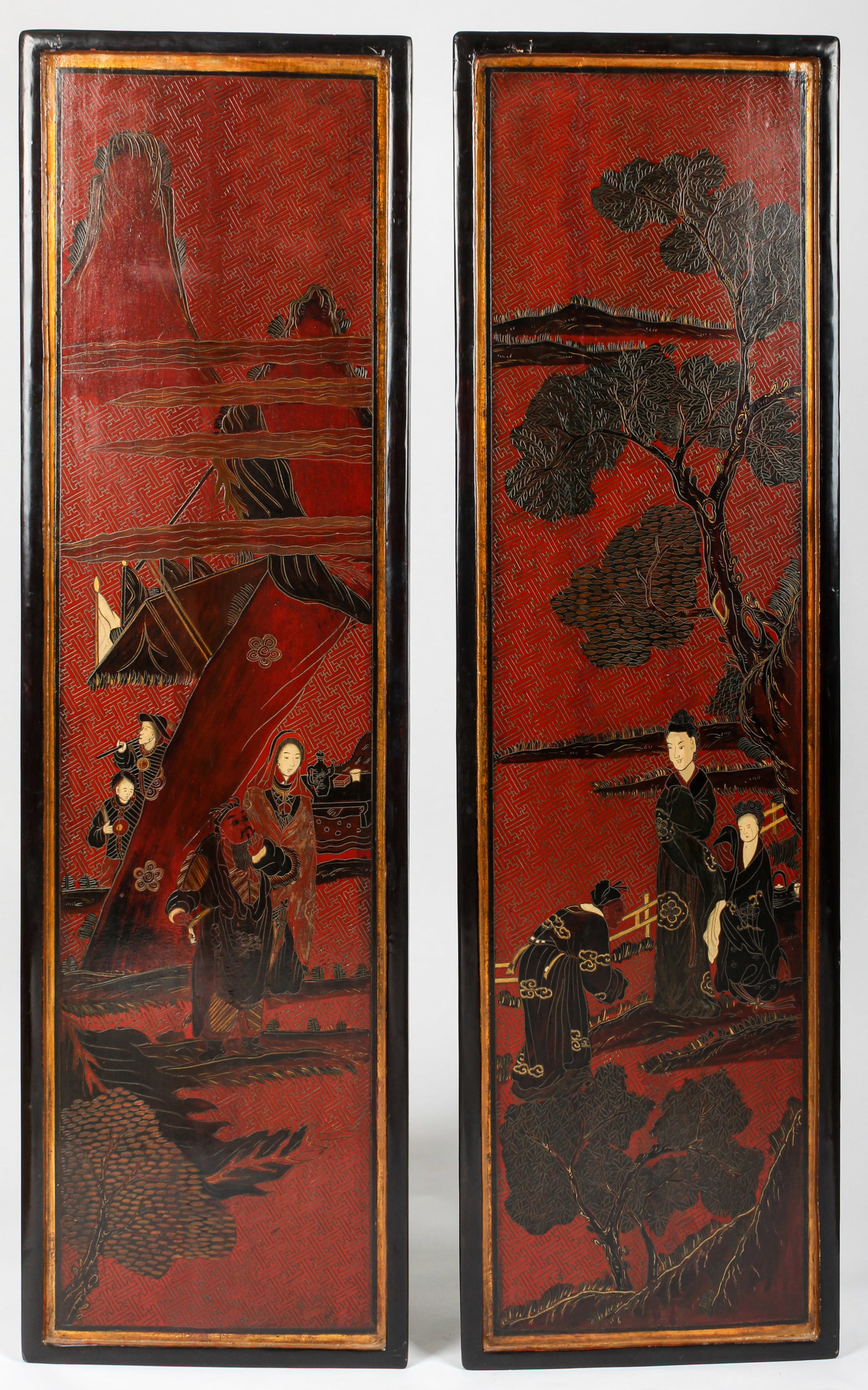 Two Asian Lacquered Wall Panels (1 of 6)