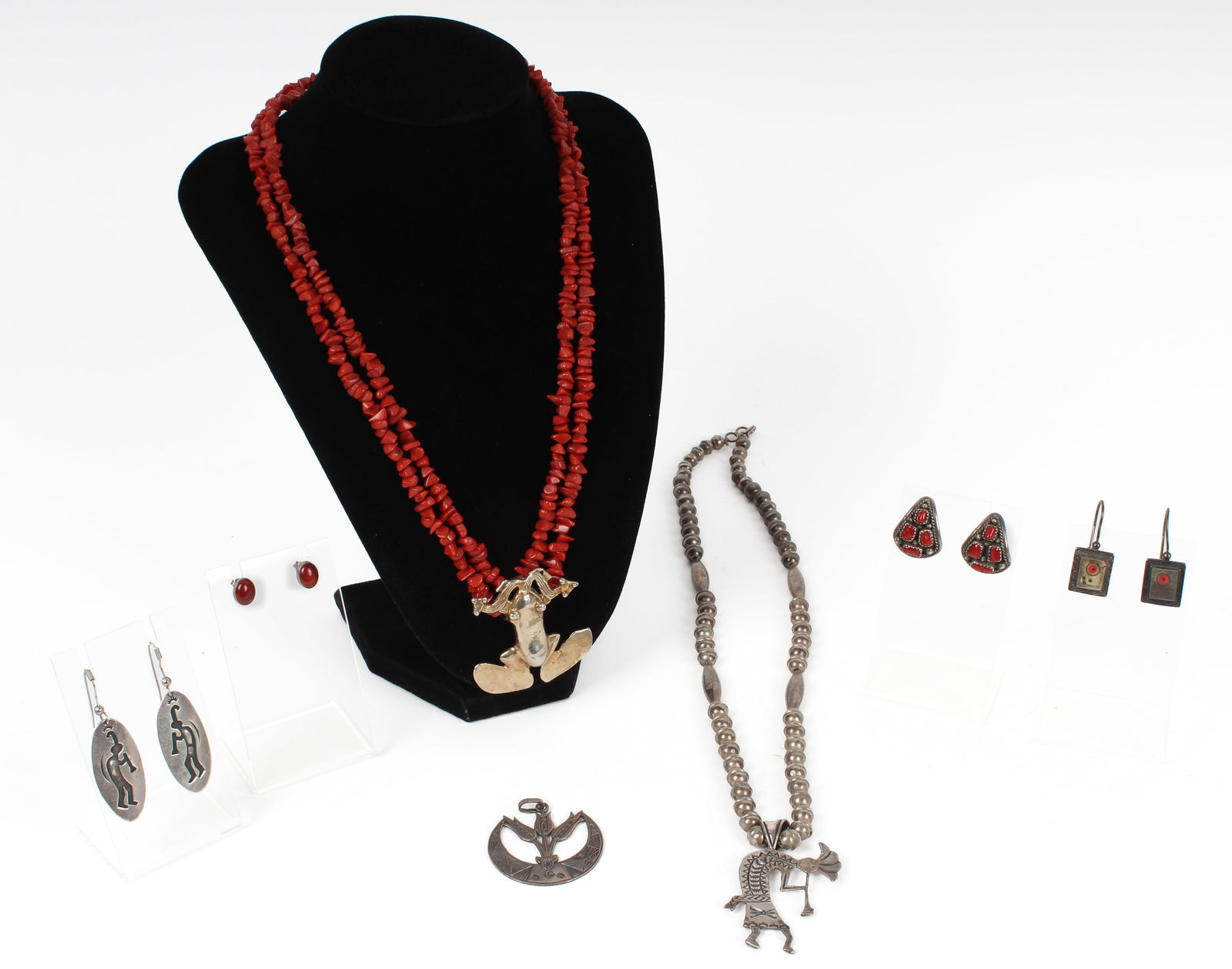 Two Necklaces, Four Pairs of Earrings, and a Pendant, Including Navajo artist Tom Billy (1 of 7)