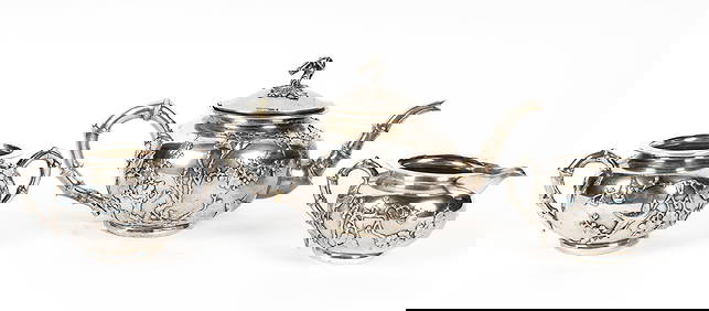 Chinese Export Silver Tea Set Ca. 1900, Late Qing Dynasty (1 of 12)