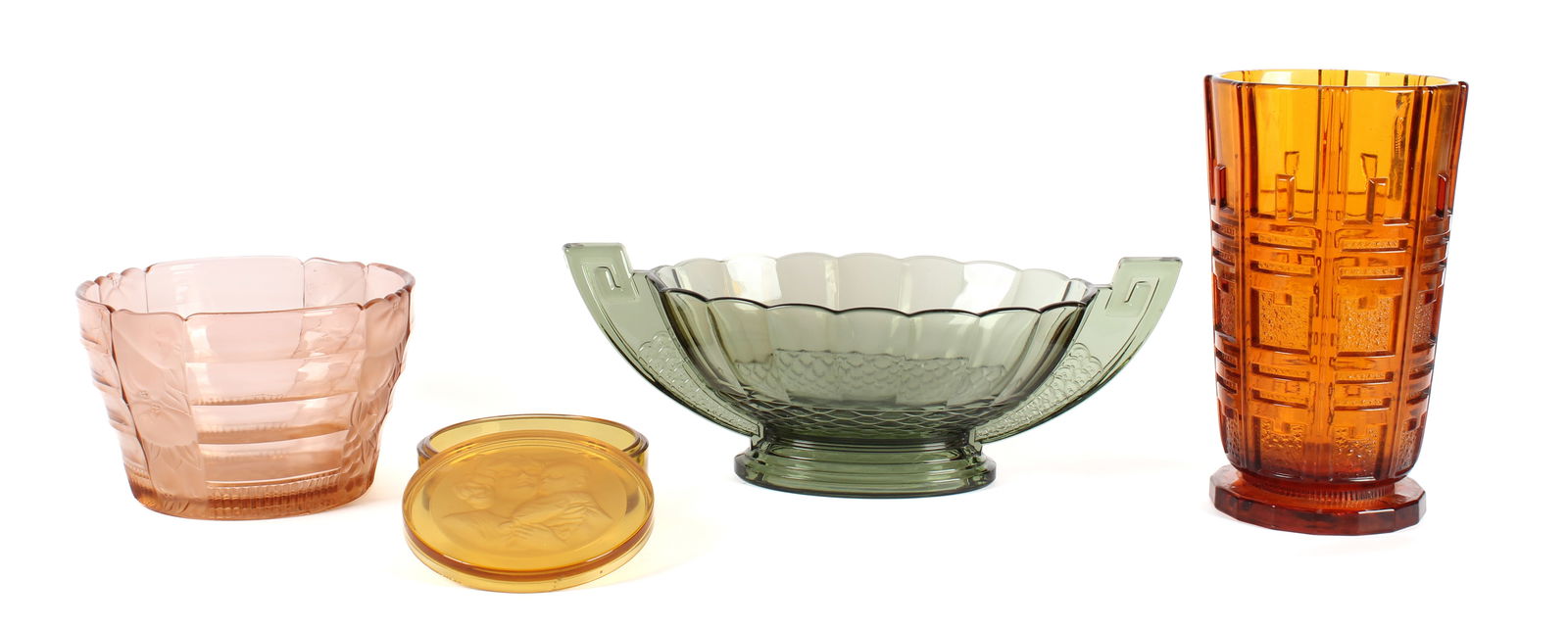 Art Deco Val St. Lambert Glass Incl. Vase, Frosted Bowl, Handled Bowl (1 of 8)