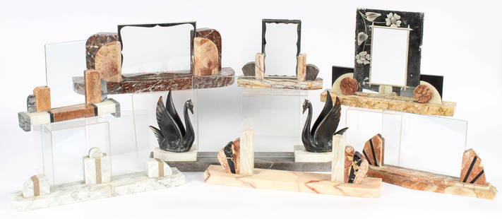 Art Deco Marble Picture Frames: Description: A group of art deco period marble tabletop picture frames.Type: Picture frameMaterials: Marble, metal, glass Markings & Inscriptions: UnmarkedDate: Early 20th centuryMaker: EuropeanDimens