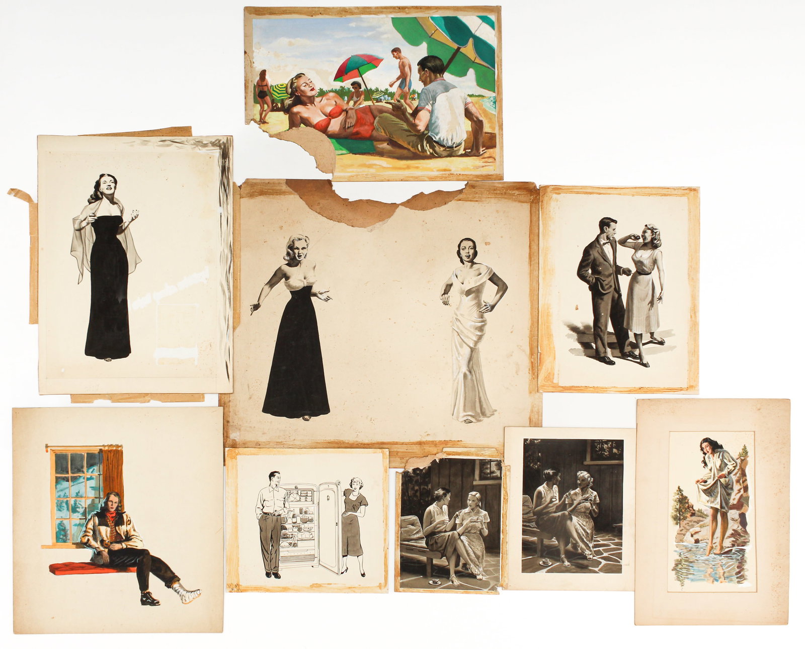 W. Taylor Oughton (American, 1925-2018) Illustration Art, Men & Women (1 of 8)