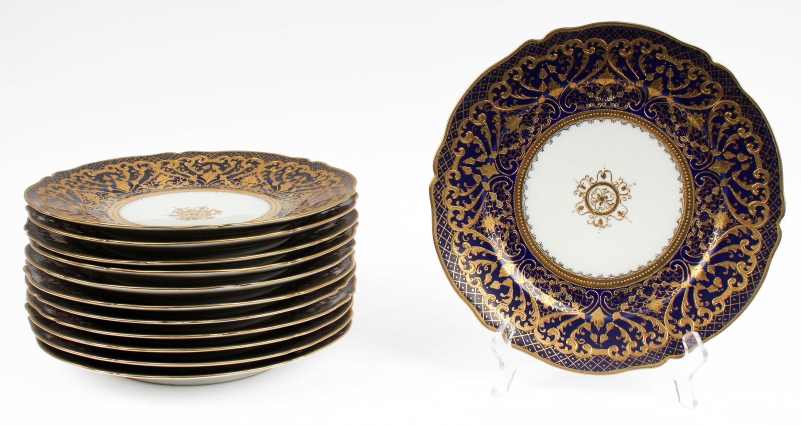 Twelve Nippon Cobalt & Gilt Porcelain Cabinet Plates (1 of 6)