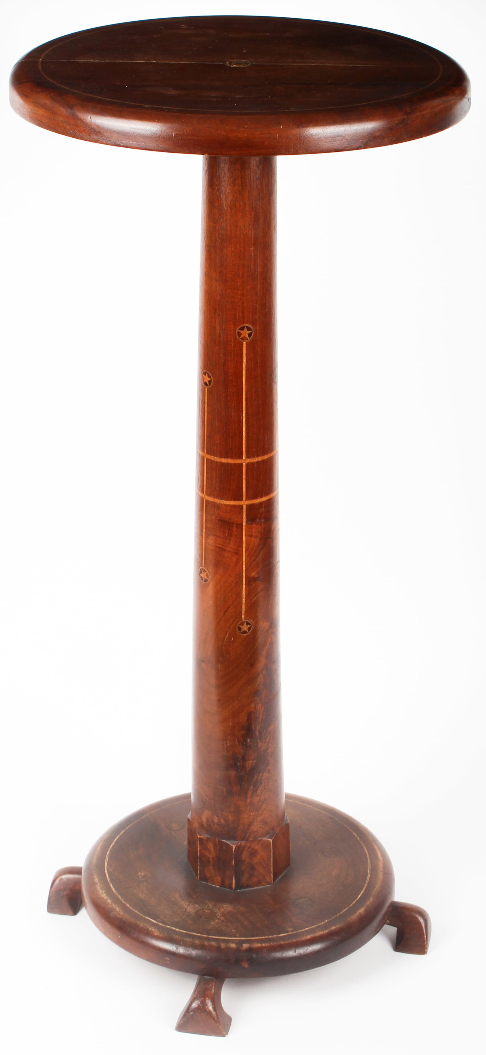 Antique Star Inlaid Mahogany Plant Stand / Pedestal (1 of 8)