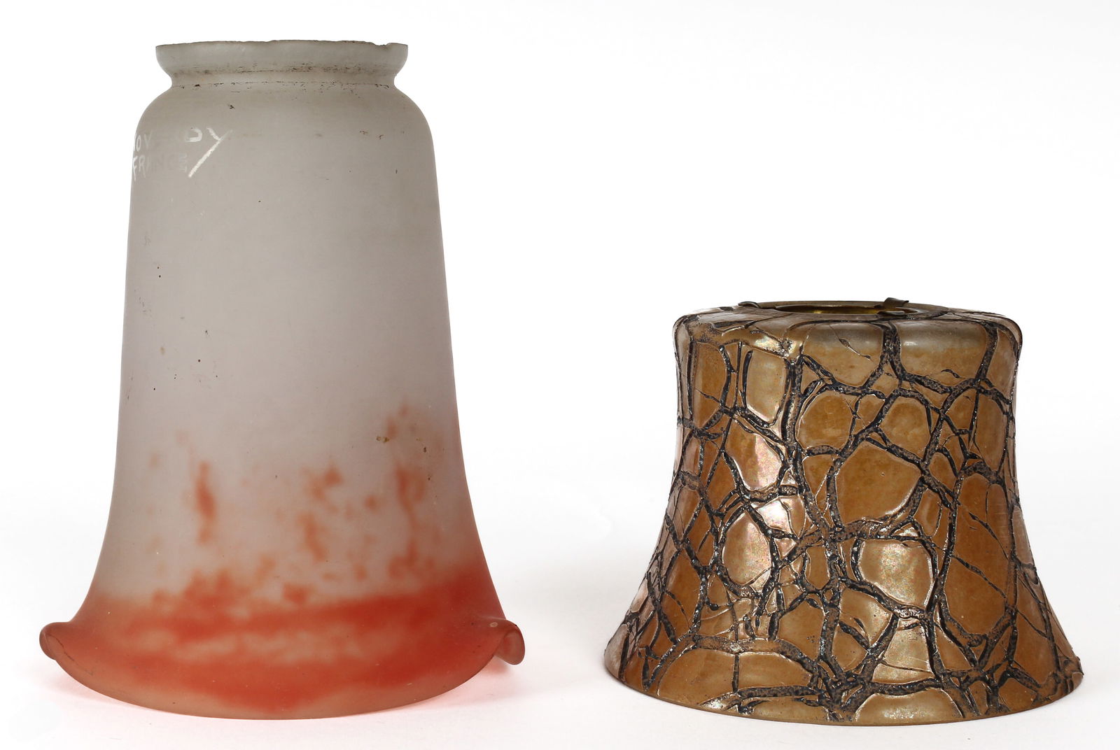 Jean Noverdy France Art Deco Glass Shade, Austrian Crackle Glass Shade (1 of 8)