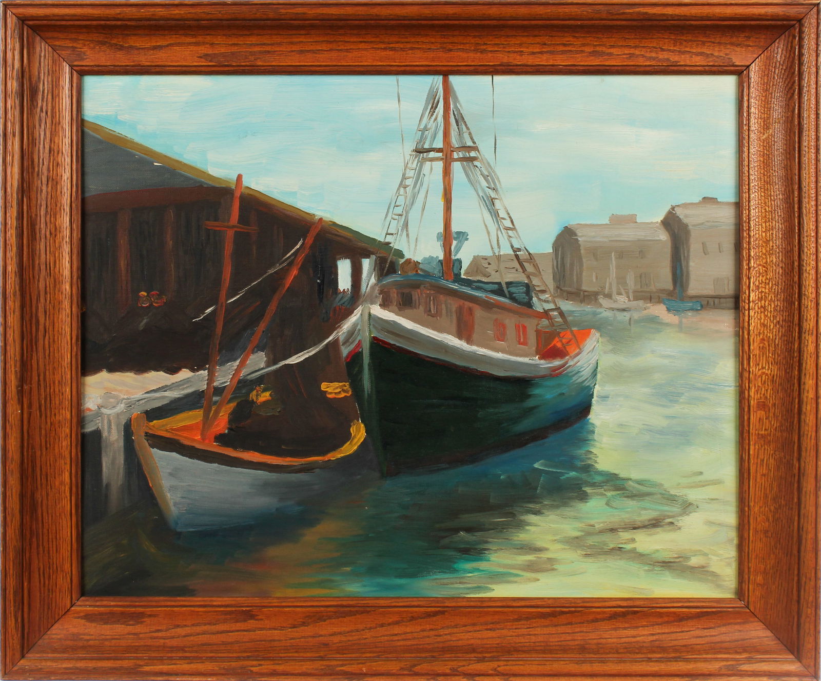 Cesare Ricciardi (American, 1892-1973) Harbor Scene, Nautical Oil on Canvas Painting (1 of 4)