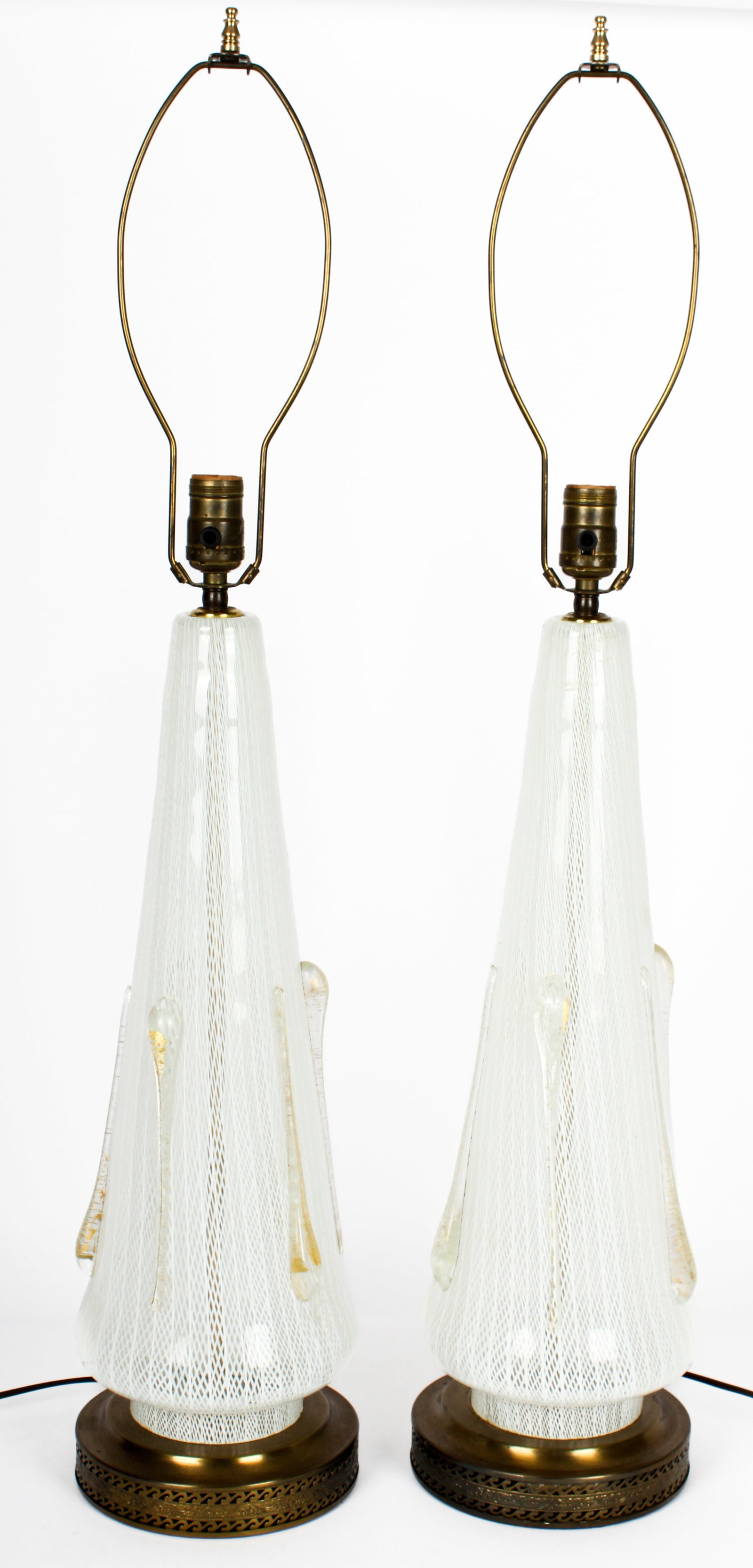 Attr. to Barovier & Toso, Large Mid 20th Century Murano Blown Art Glass Latticinio Lamps (1 of 10)