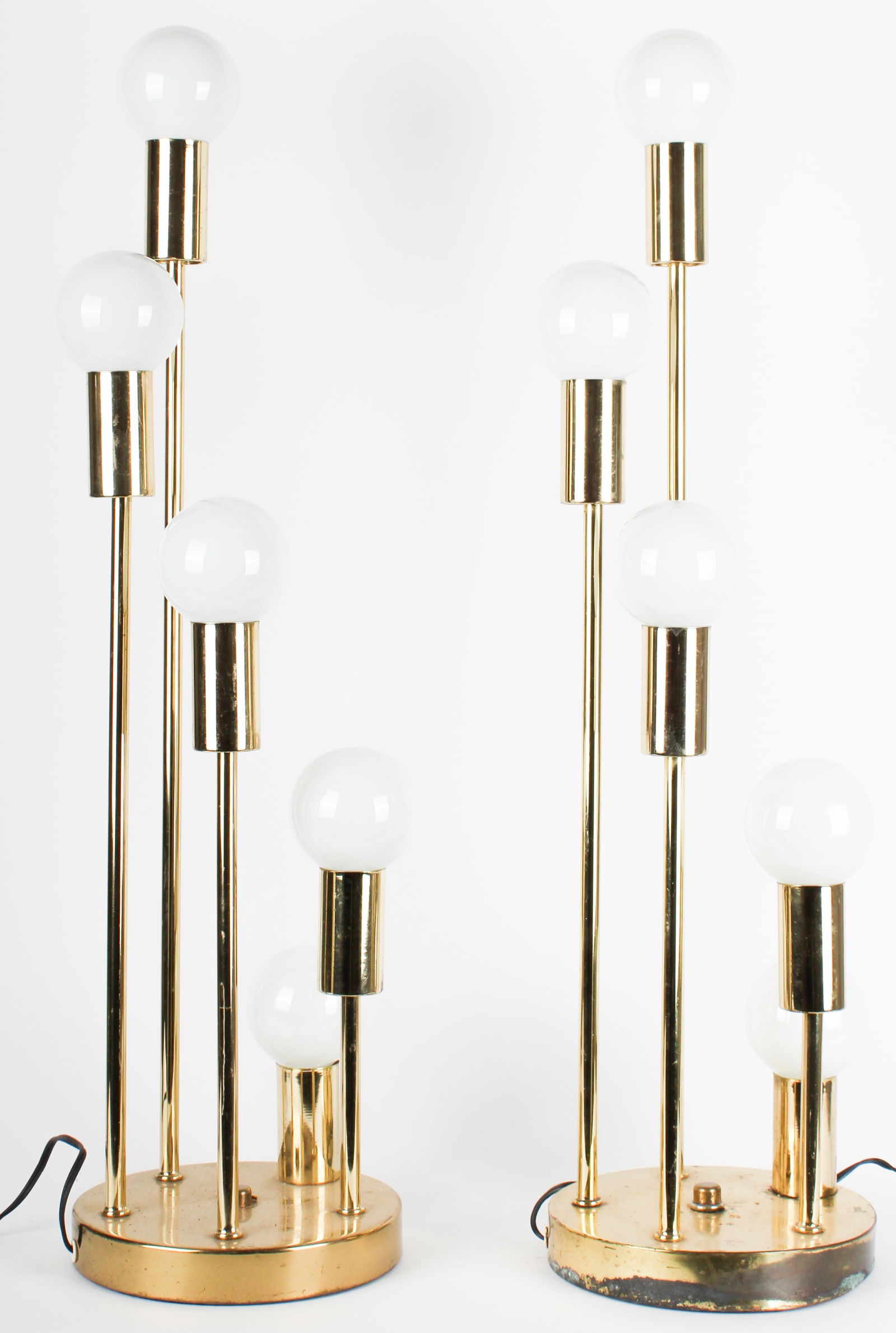 Mid Century Brass Atomic Graduated Five Light Table Lamps (1 of 4)