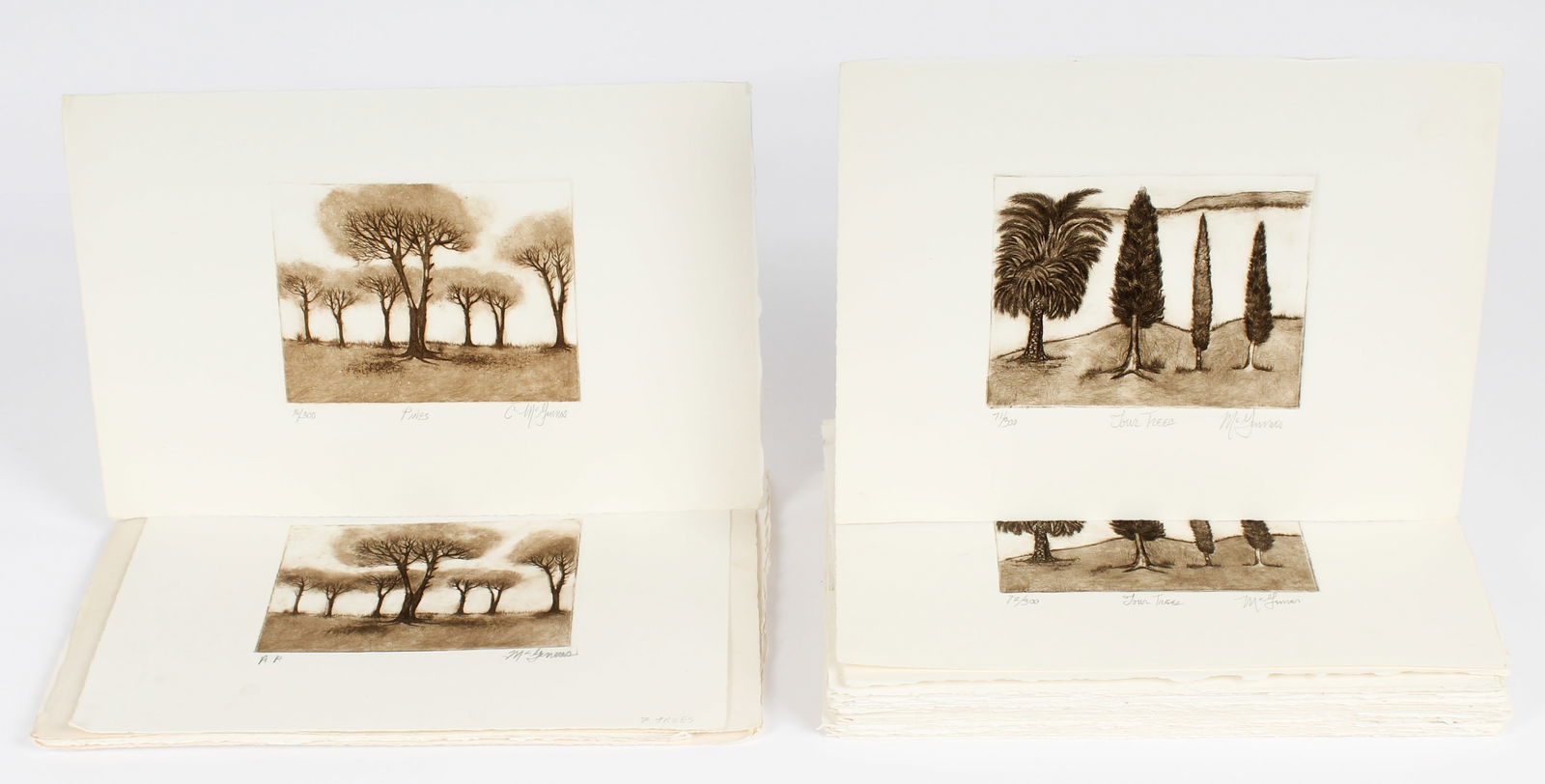 Christine McGinnis (American, 1937-2019) 69 Signed Etchings, Pines (9), Four Trees (60) (1 of 5)