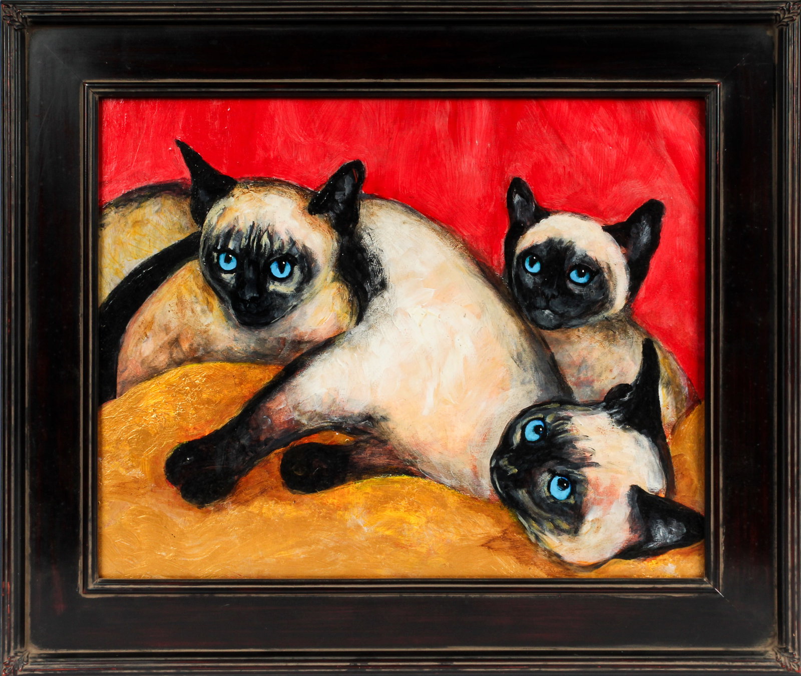 Christine McGinnis (American, 1937-2019) Seal Point Siamese Cats, Acrylic on Board Painting (1 of 6)