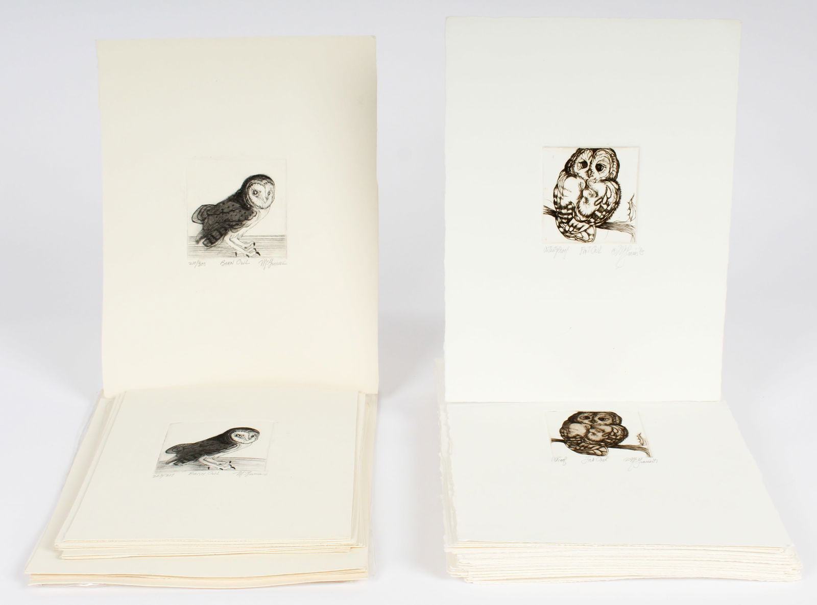 Christine McGinnis (American, 1937-2019) 62 Signed Etchings, Barn Owl (19), Fat Owl (43) (1 of 4)