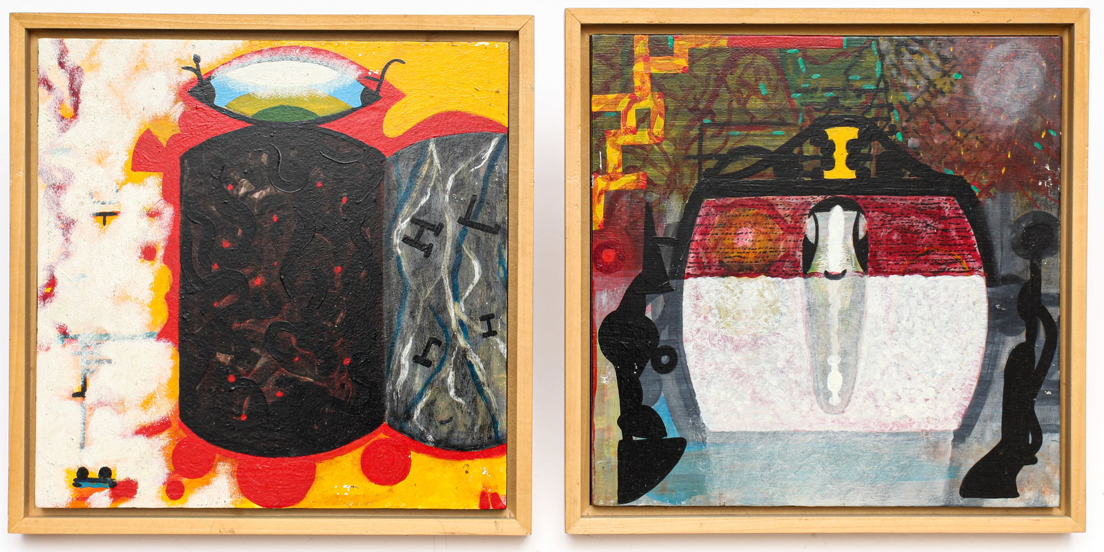 Rodger LaPelle (American, 1936-2020) TV Series #75 & #85, Two Oil on Board Abstract Paintings (1 of 4)