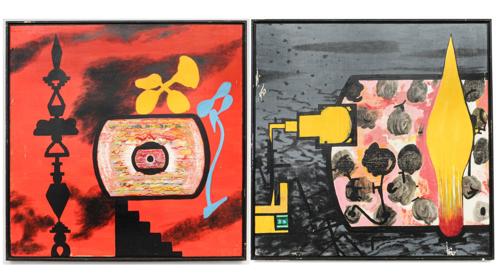 Rodger LaPelle (American, 1936-2020) TV Series #26 & 27, Two Oil on Board Abstract Paintings (1 of 4)