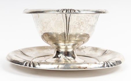 M Fred Hirsch Sterling Silver Lotus Pattern Bowl & Dish