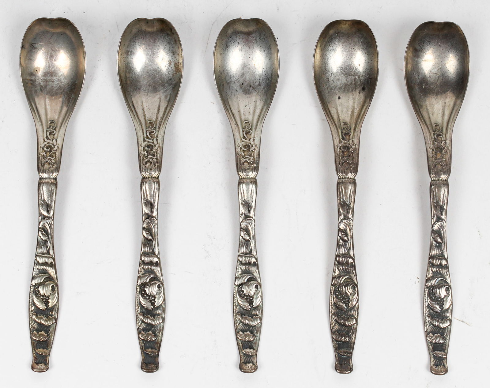 Five Antique Whiting American Sterling Silver "Blossom" Egg Spoons (1 of 4)