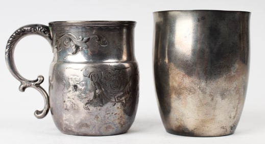 Two J. E. Caldwell & Co. Philadelphia, American Sterling Silver Cups, Whiting 1889 Etched Repousse