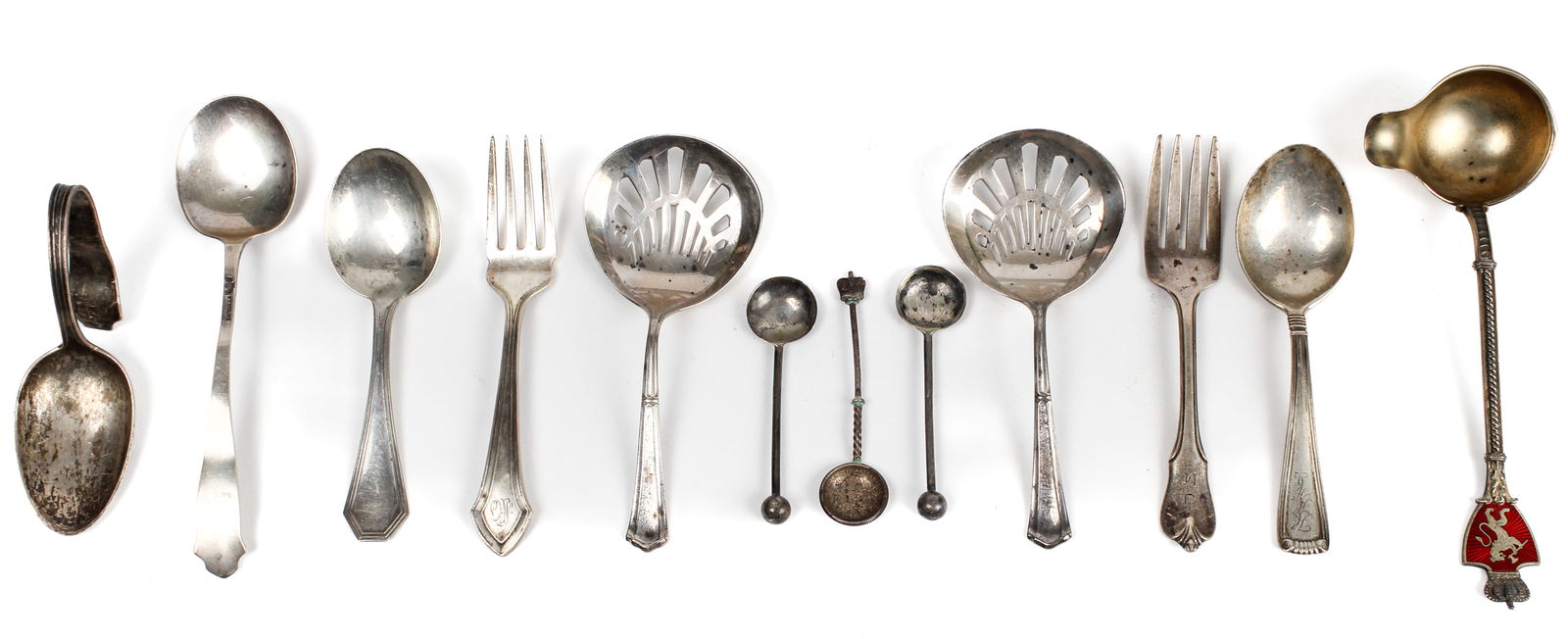 Twelve Sterling Silver Spoons and Forks Incl. J. E. Caldwell, Wallace etc. (1 of 5)