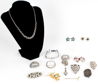 Vintage Art Deco Fashion Jewelry and a Victorian Locket Brooch