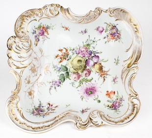 Franziska Hirsch Hand Painted Dresden Porcelain Serving / Fruit Bowl
