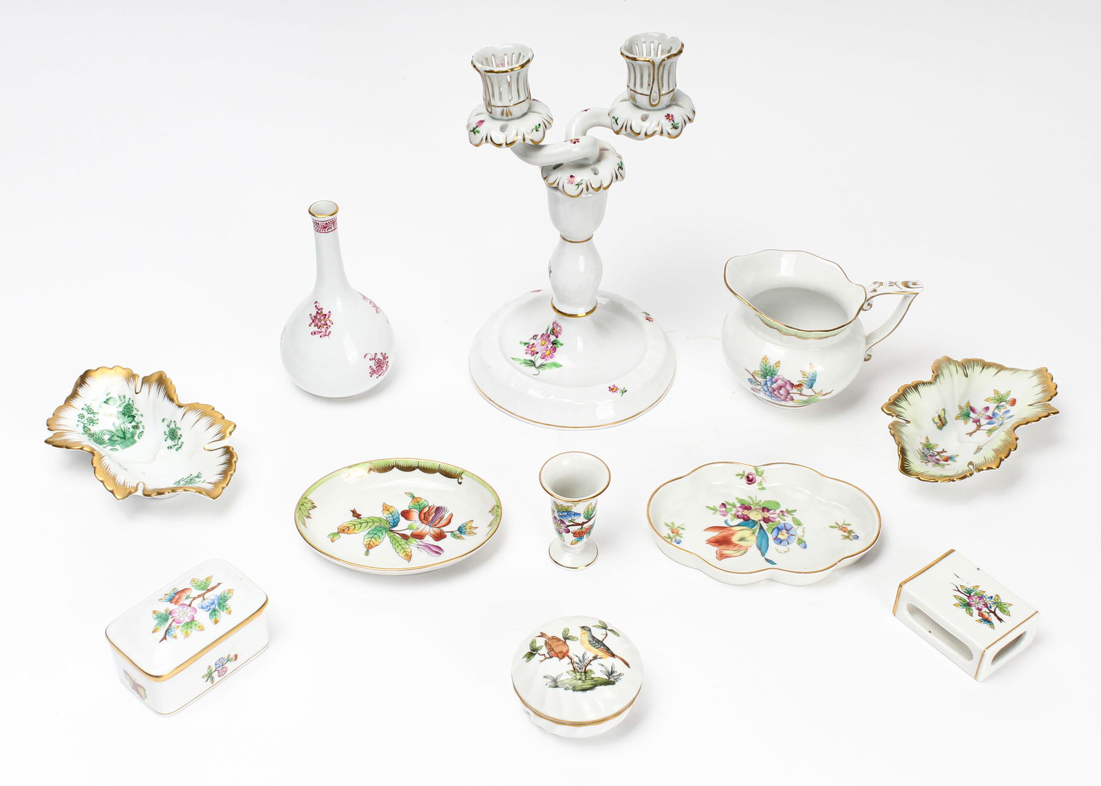 Herend Porcelain Incl. Candle Holder, Raspberry Bouquet Bud Vase, Queen Victoria, Etc. (1 of 4)