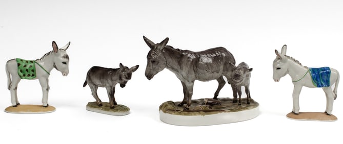 Nymphenburg Porcelain Donkey Figurines