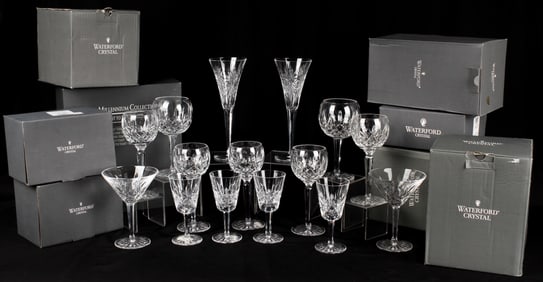 A Collection of Waterford Crystal Goblets, Hocks, Milennium Flutes, Etc.