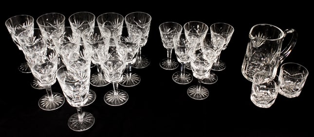 (22) Waterford Crystal Ashling Stemware, Pitcher