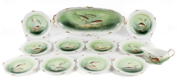 Antique Imperial Limoges Porcelain Fish Set