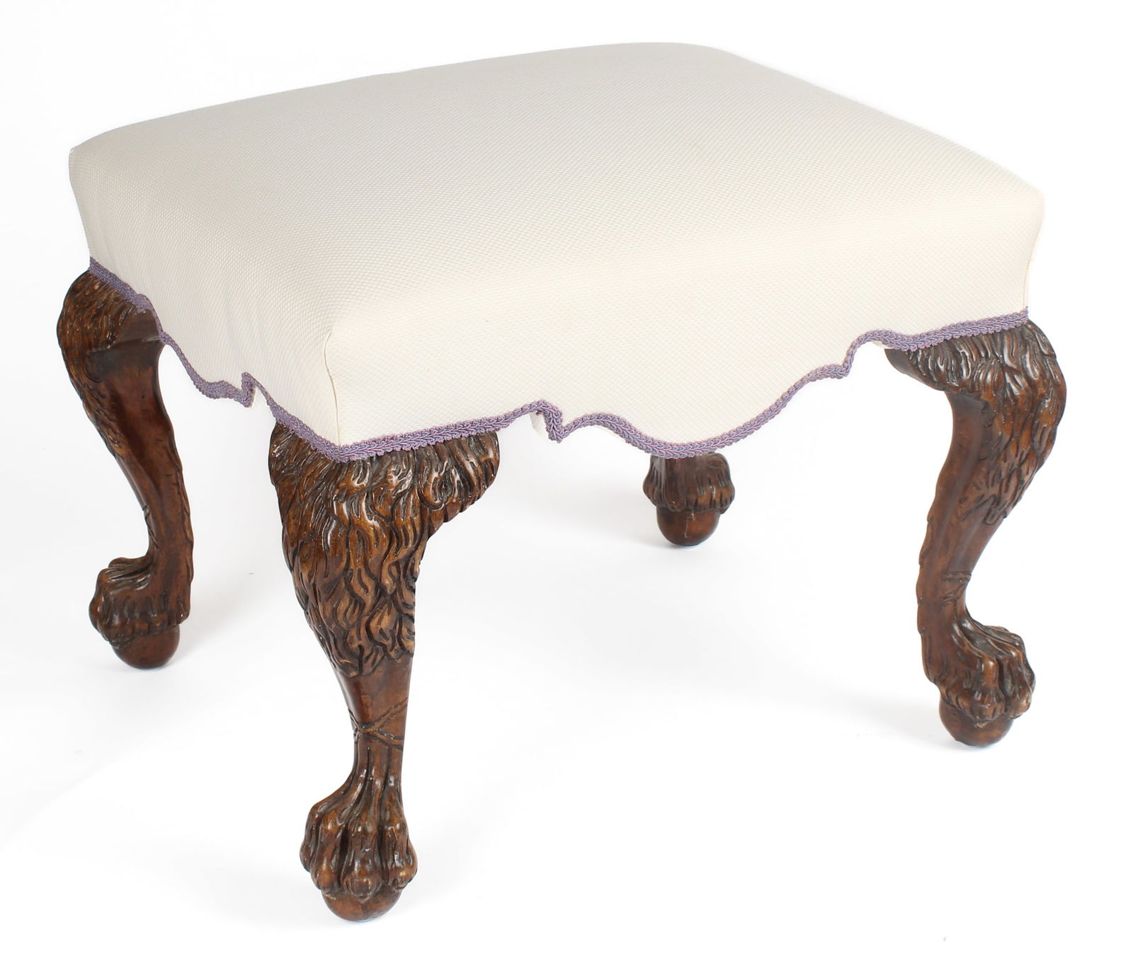 Chippendale Style Carved Ball & Claw Footstool / Ottoman (1 of 5)