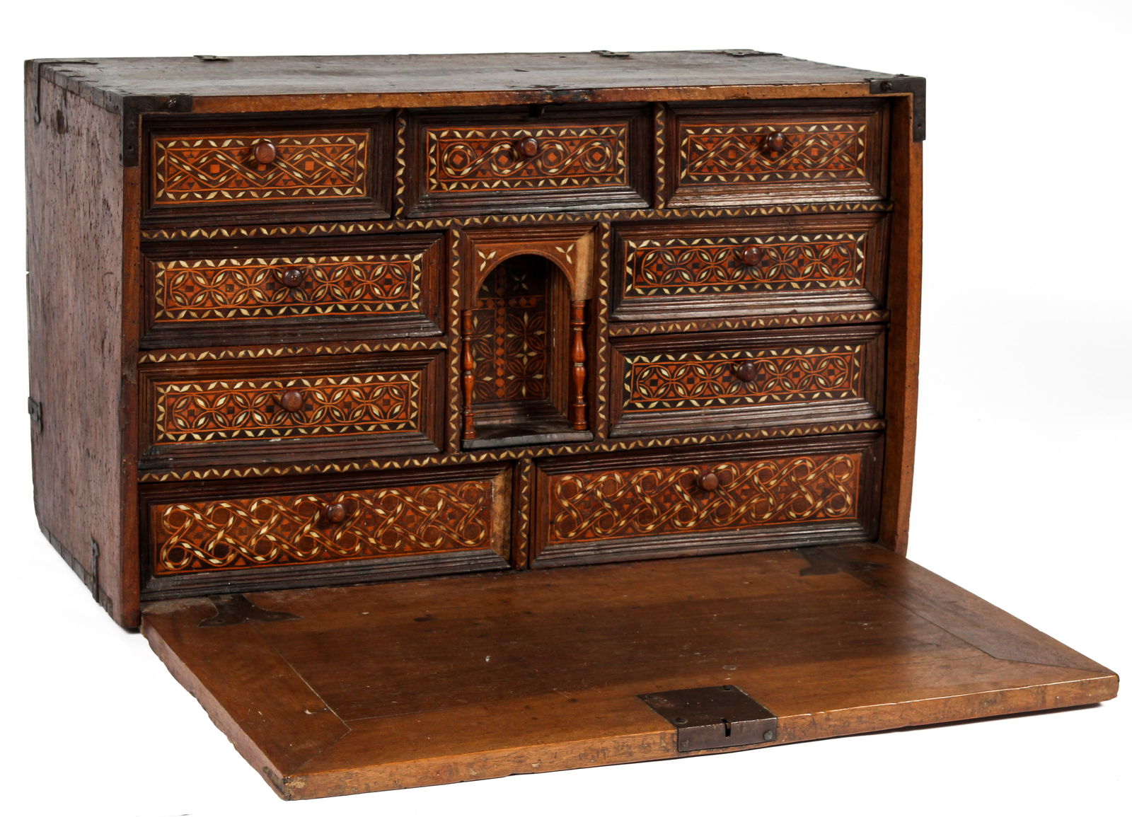 Antique Spanish Bargueno / Vargueno Inlaid Walnut Desk Ca. 17th/18th Century (1 of 14)