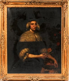 17th Century Dutch School, Portrait of a Woman, Oil on Canvas Painting