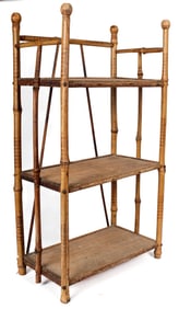 Victorian Torched Bamboo Shelf Stand