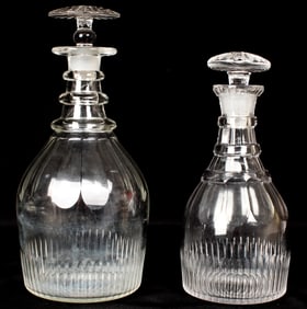 Early Blown Ring Neck Glass Decanters