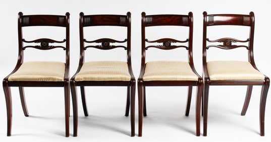Antique Boston Classical Mahogany Side Chairs, 19th Century