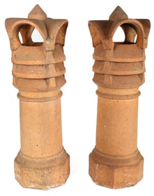 Architectural 1920s Terracotta & Stone Chimney Pots
