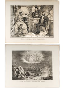 Two Civil War Era Lithographs, Abraham Lincoln & His Family, Soldier's Dream of Home