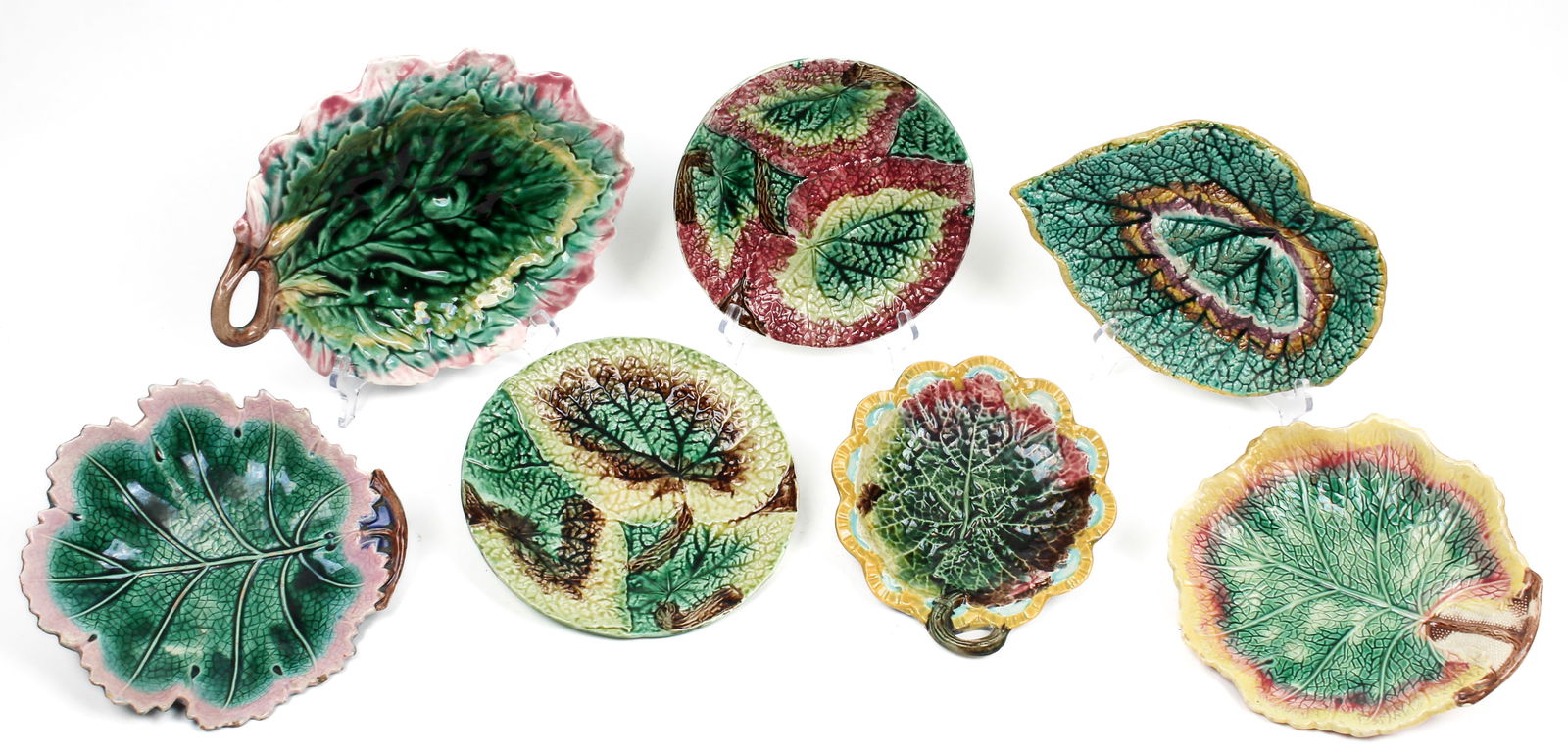 Seven Antique Majolica Pottery Articles, Plates, Bowls, Platters, Griffen, Smith & Hill Etruscan (2) (1 of 7)