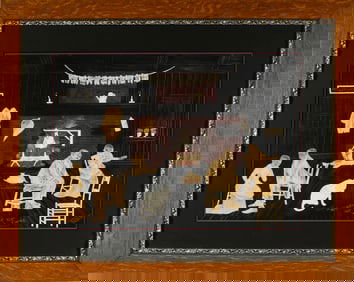 Edward W. Merrill Black Americana Birch Bark Folk Art Collage