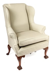 English Howard & Sons George II Style Mahogany Wingback Armchair