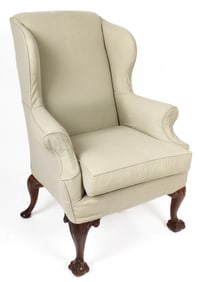 English Howard & Sons George II Style Mahogany Wingback Armchair